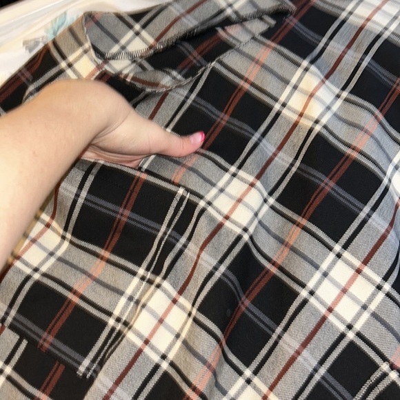 PLAID WHITE RED BLACK GREY OVERALL MIDI DRESS - Picture 8 of 10
